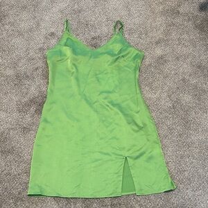 NWT Glamorous Lime Green Satin Slip Dress
